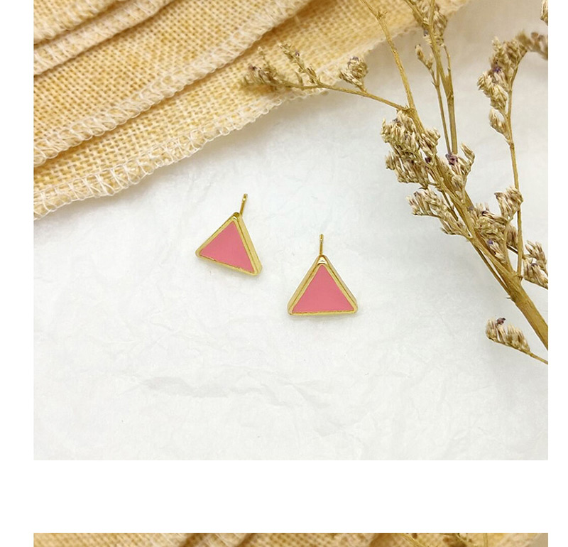 Fashion Pink Drop Glazed Triangle Earrings,Stud Earrings