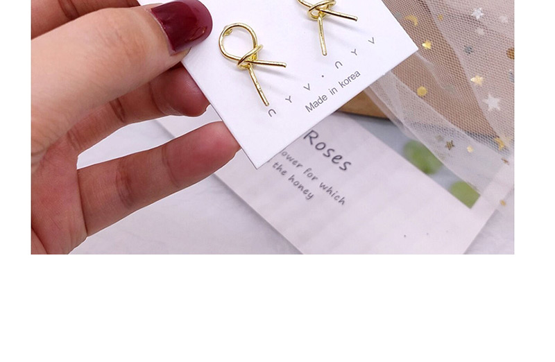 Fashion Gold Knotted Matte Metal Geometric Irregular Earrings,Stud Earrings