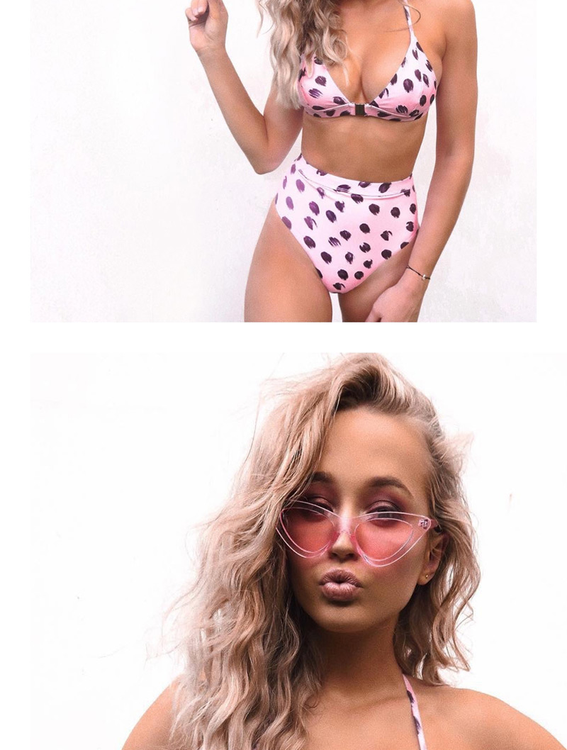 Fashion Pink Leopard High Waist Bikini,Bikini Sets
