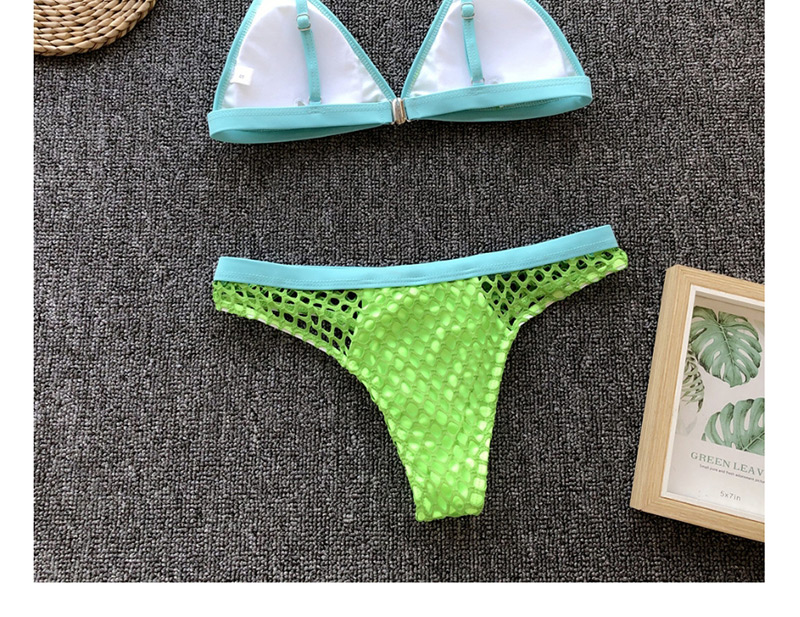 Fashion Green Fishing Grid Split Swimsuit,Bikini Sets
