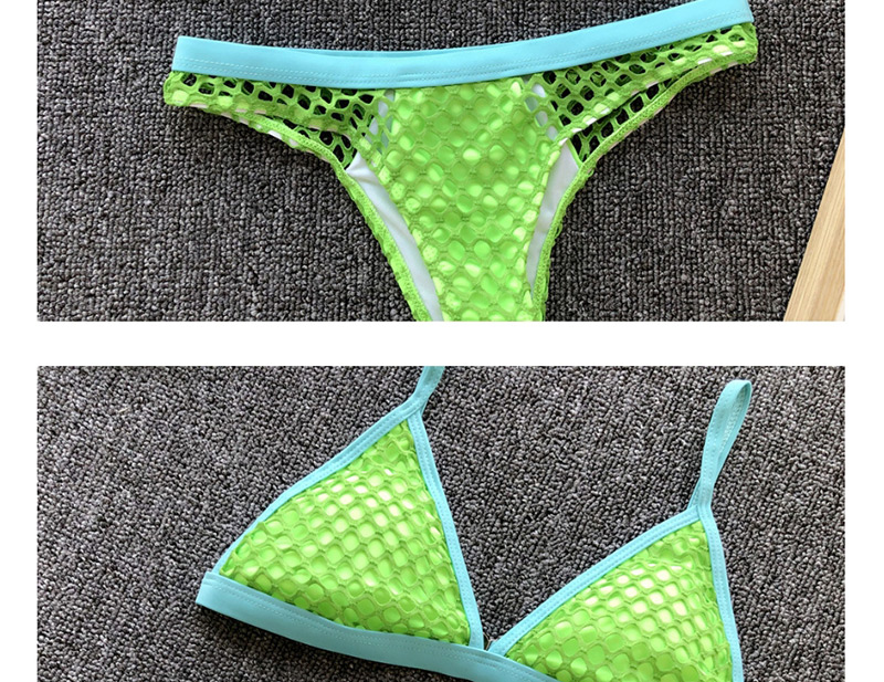 Fashion Green Fishing Grid Split Swimsuit,Bikini Sets