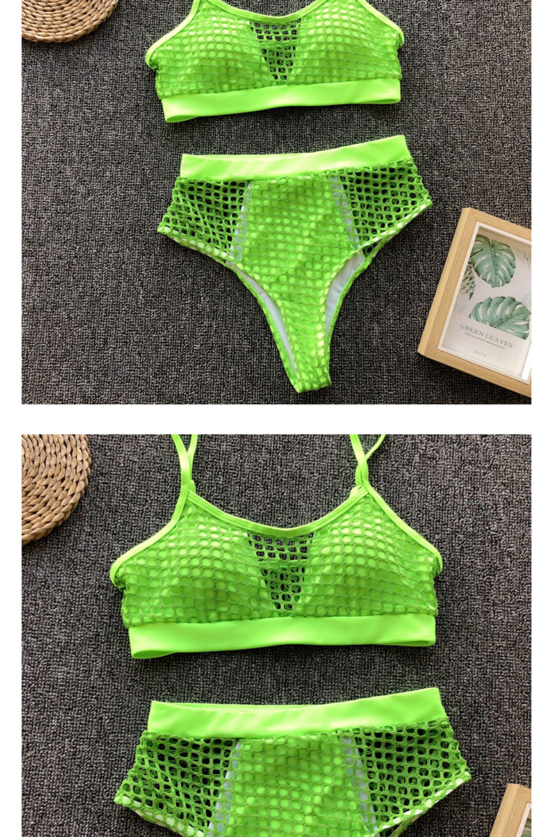 Fashion Fluorescent Green Mesh Split Swimsuit,Bikini Sets