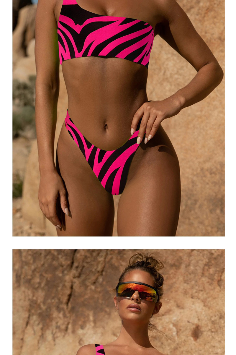 Fashion Red One-shoulder Animal Print Bikini,Bikini Sets