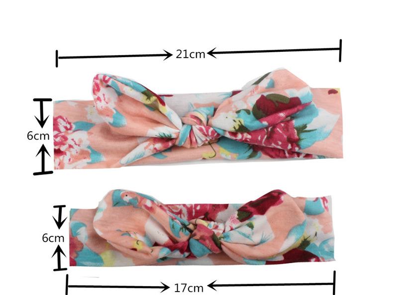 Fashion Blue Flower On White Printed Rabbit Ear Headband + Bow Tie Belt Parent-child Suit,Hair Ribbons