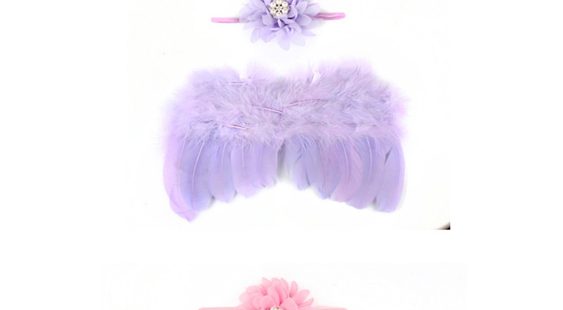 Fashion White Feather Angel Wings Chiffon Flower Diamond Baby Headband Set,Hair Ribbons