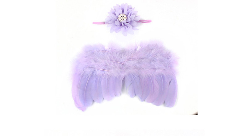 Fashion Red Feather Angel Wings Chiffon Flower Diamond Baby Headband Set,Hair Ribbons