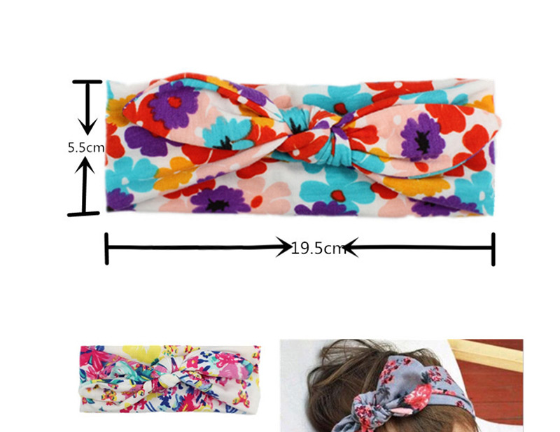 Fashion Lotus Root Starch Print Knotted Rabbit Ears Children
