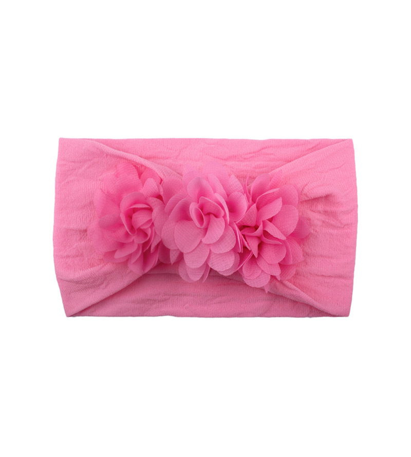 Fashion Pink Chiffon Flower Nylon Baby Hair Band,Hair Ribbons