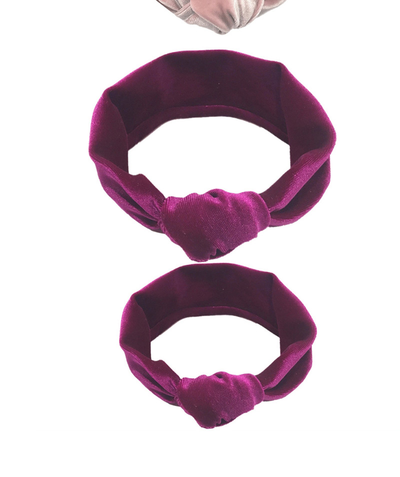 Fashion Purple Cotton Stretch Knotted Gold Velvet Parent-child Hair Band,Hair Ribbons