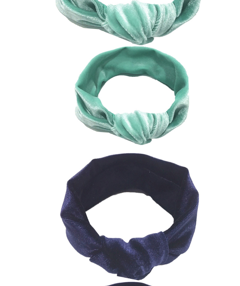 Fashion Bean Green Cotton Stretch Knotted Gold Velvet Parent-child Hair Band,Hair Ribbons