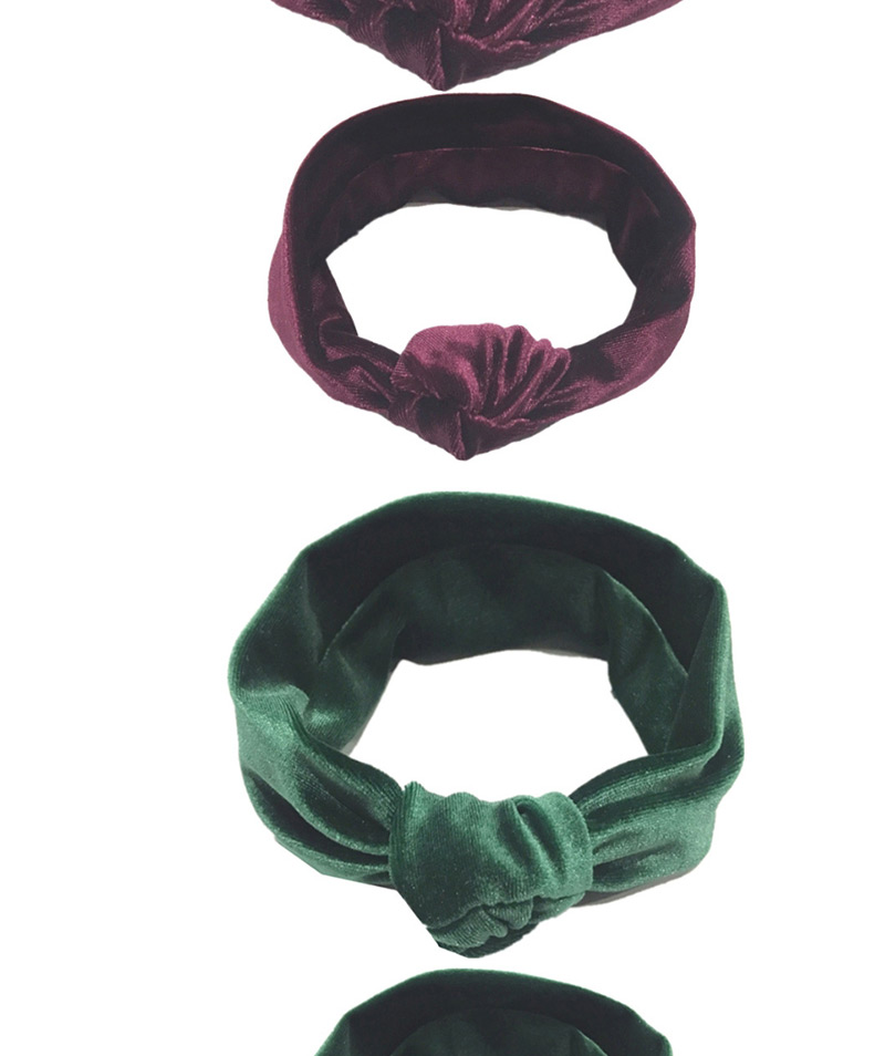 Fashion Red Wine Cotton Stretch Knotted Gold Velvet Parent-child Hair Band,Hair Ribbons