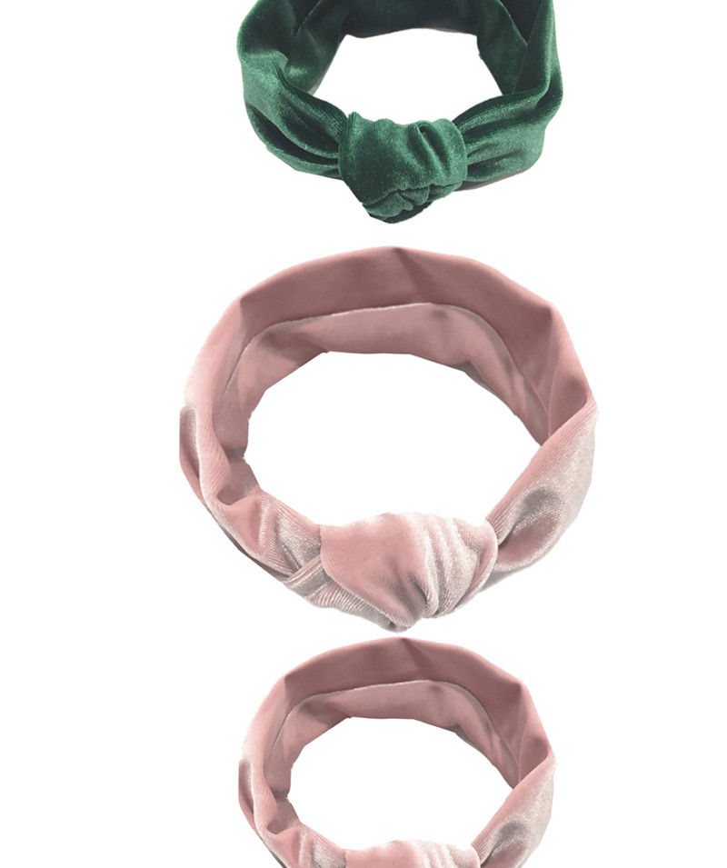 Fashion Dark Green Cotton Stretch Knotted Gold Velvet Parent-child Hair Band,Hair Ribbons