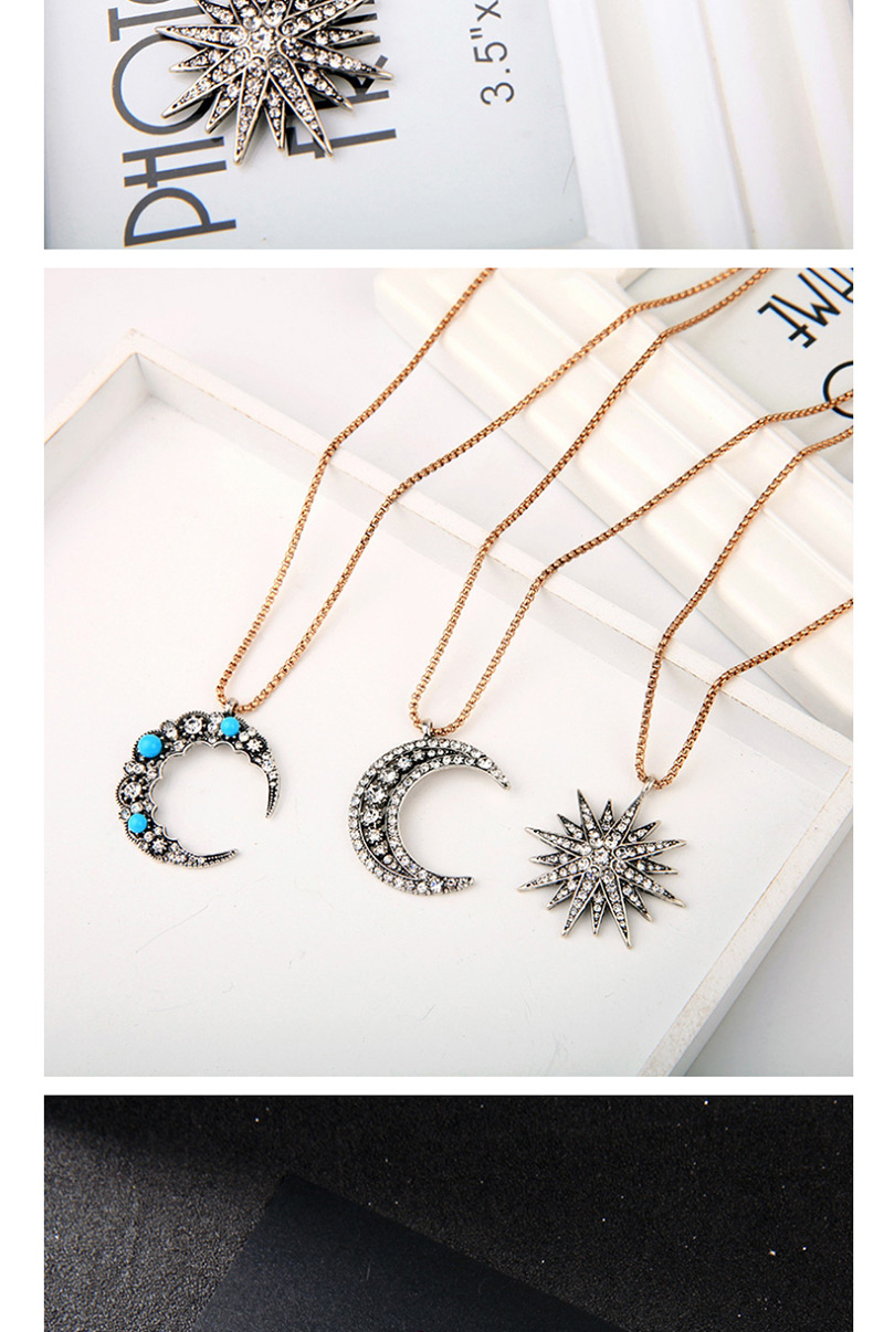Fashion Blue Moon Moon Pendant Necklace,Pendants