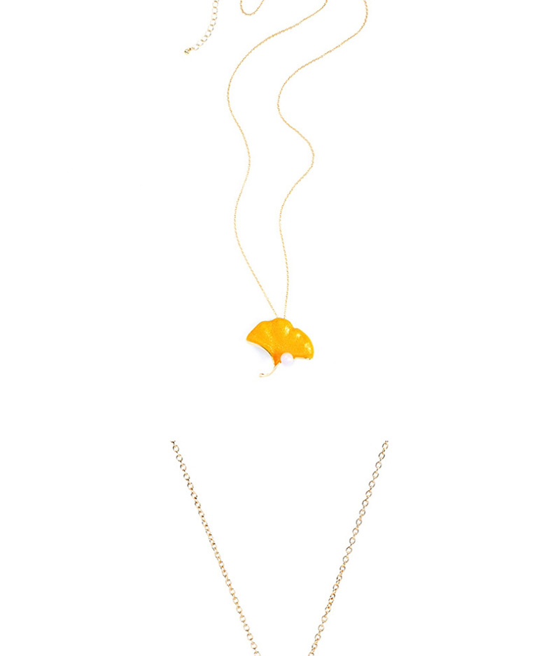 Fashion Yellow Drip Oil Leaf Pearl Detachable Necklace,Pendants