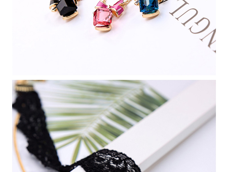 Fashion Black Drip Lace Bow Detachable Necklace,Multi Strand Necklaces