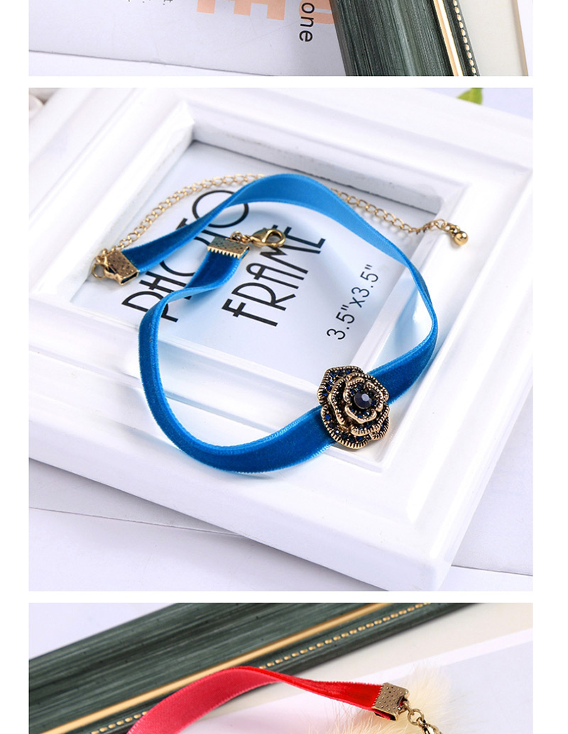 Fashion Blue Flower Velvet Collar,Pendants