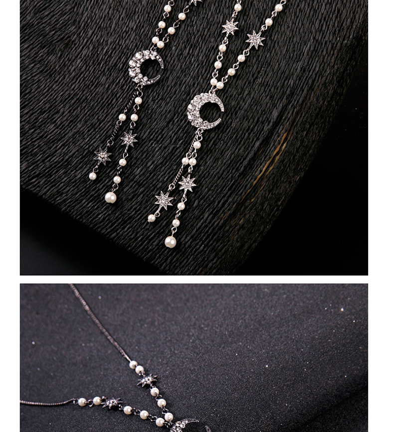Fashion Black Star And Moon Diamond Necklace,Pendants