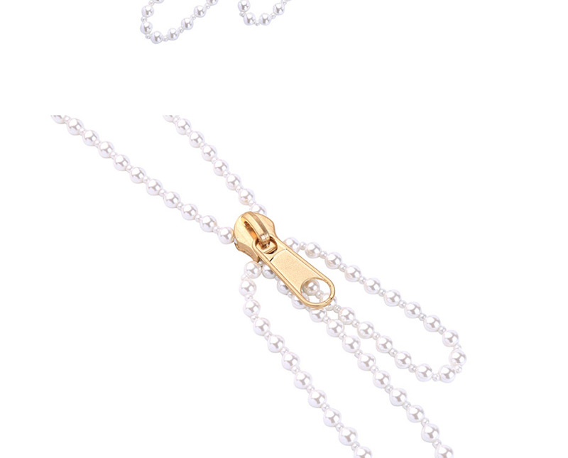 Fashion Pearl Zipper Pearl Bow Necklace,Pendants