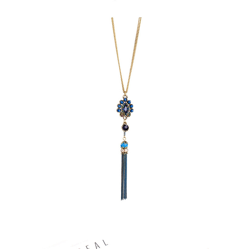 Fashion Blue Tassel Necklace,Pendants