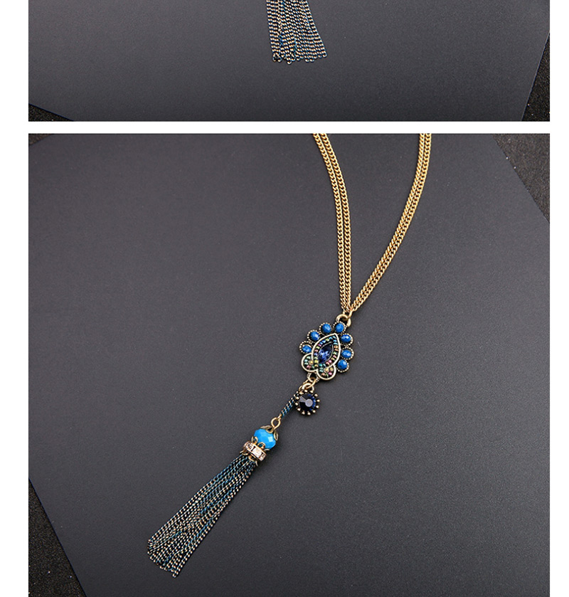 Fashion Blue Tassel Necklace,Pendants