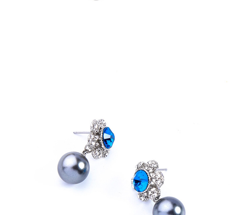 Fashion Gun Black Flower-studded Pearl Earrings,Drop Earrings