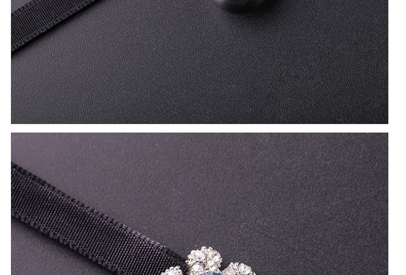 Fashion Black Velvet Flower And Diamond Necklace,Pendants