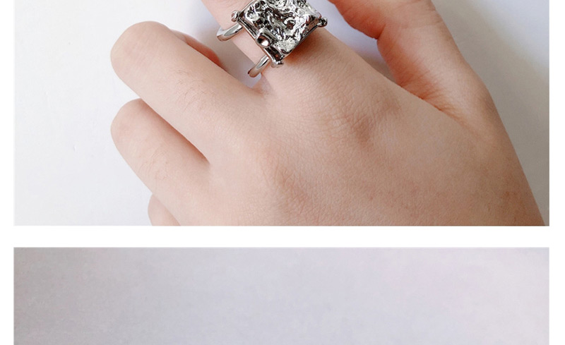 Fashion Silver Irregular Stone Imitation Gemstone Square Open Ring,Fashion Rings