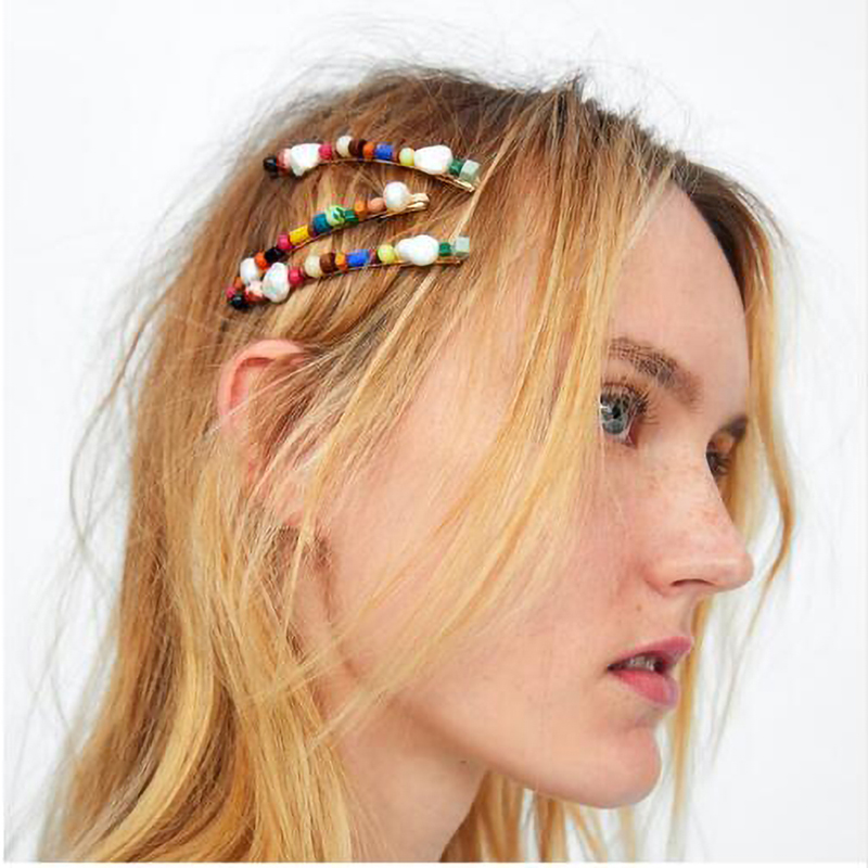 Fashion Colored Flat Natural Stone Blonde Hair Hoop,Hairpins
