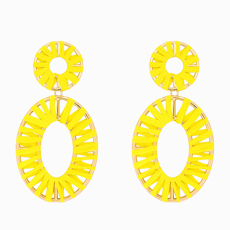 Fashion Yellow Alloy Lafite Elliptical Stud Earrings,Drop Earrings