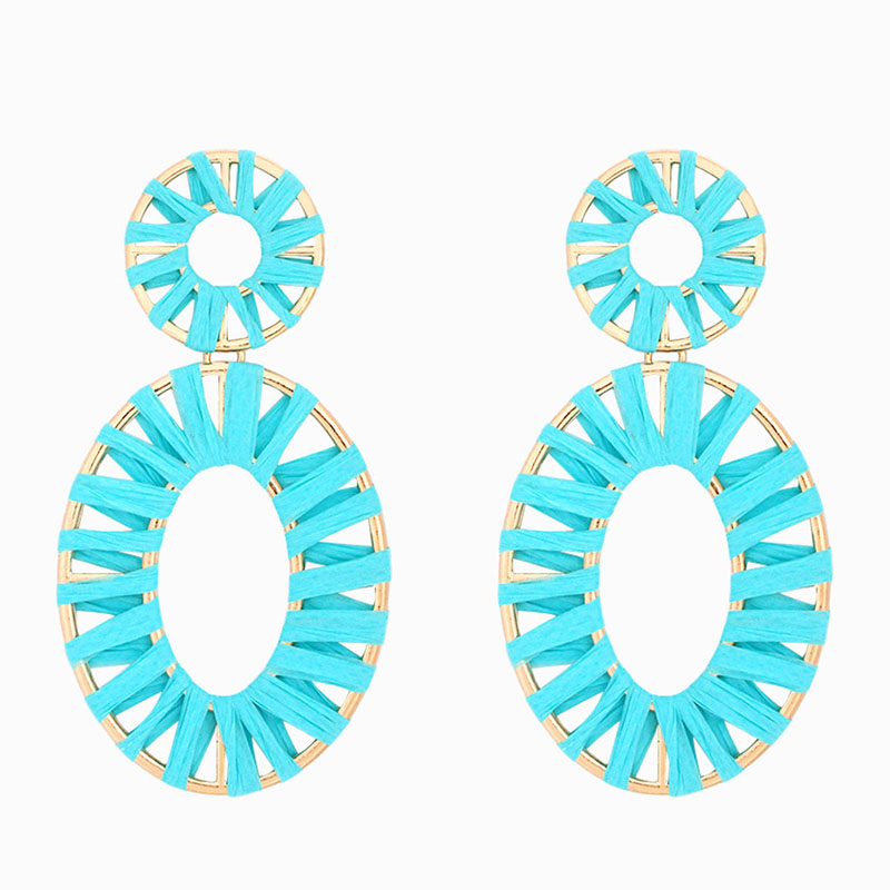 Fashion Blue Alloy Lafite Elliptical Stud Earrings,Drop Earrings