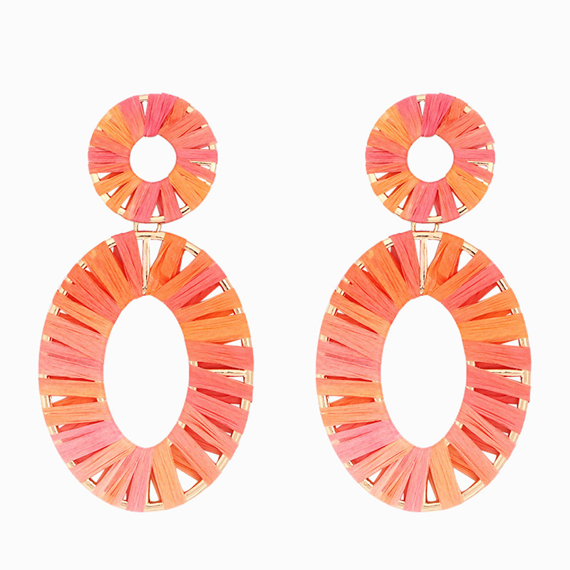 Fashion Orange Alloy Lafite Elliptical Stud Earrings,Drop Earrings