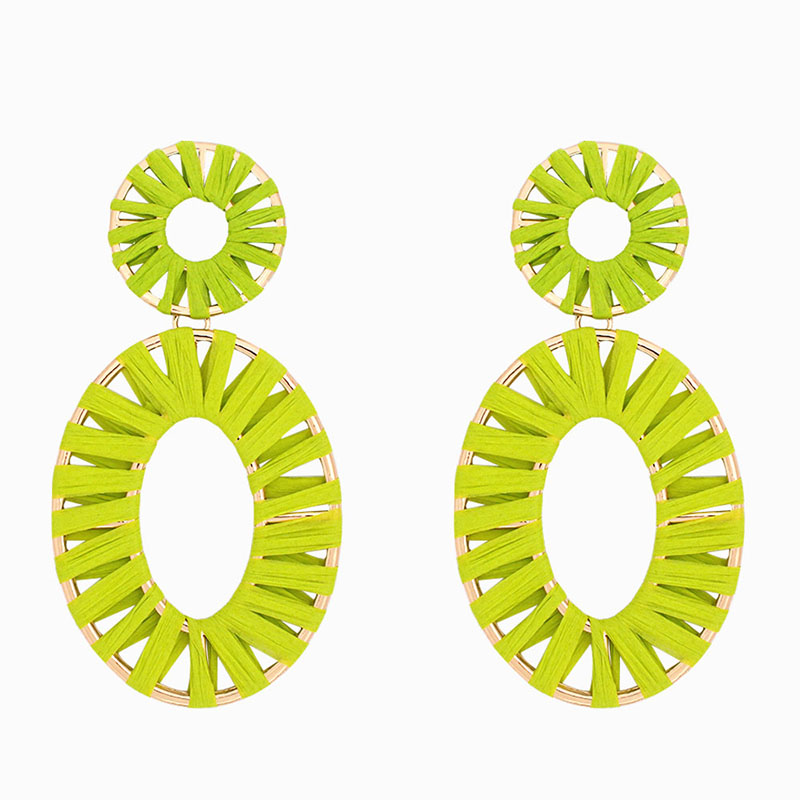Fashion Yellow Alloy Lafite Elliptical Stud Earrings,Drop Earrings
