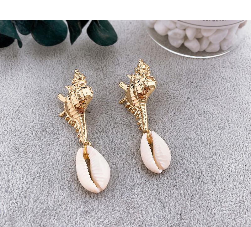 Fashion Gold Alloy Conch Shell Earrings,Drop Earrings