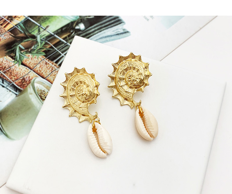 Fashion Gold Alloy Conch Shell Earrings,Drop Earrings