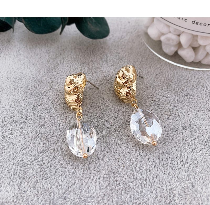 Fashion Orange Alloy Conch Crystal Stud Earrings,Drop Earrings