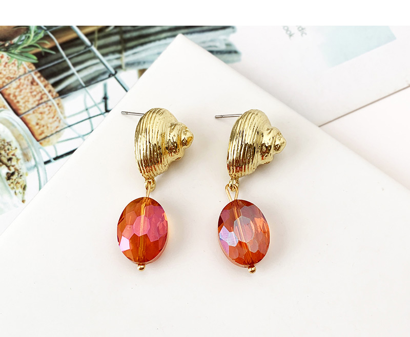Fashion Orange Alloy Conch Crystal Stud Earrings,Drop Earrings