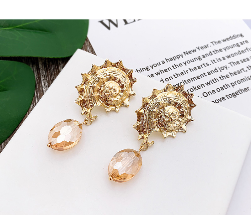 Fashion Transparent White Alloy Conch Crystal Stud Earrings,Drop Earrings