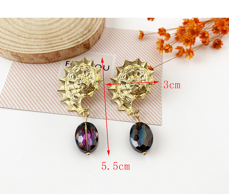 Fashion Transparent White Alloy Conch Crystal Stud Earrings,Drop Earrings