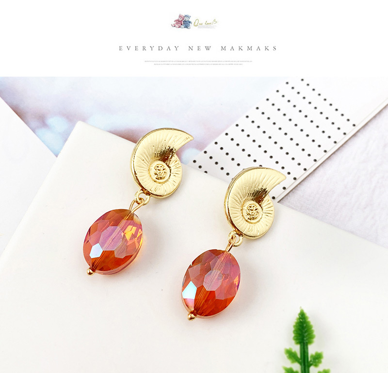 Fashion Transparent Alloy Conch Crystal Stud Earrings,Drop Earrings