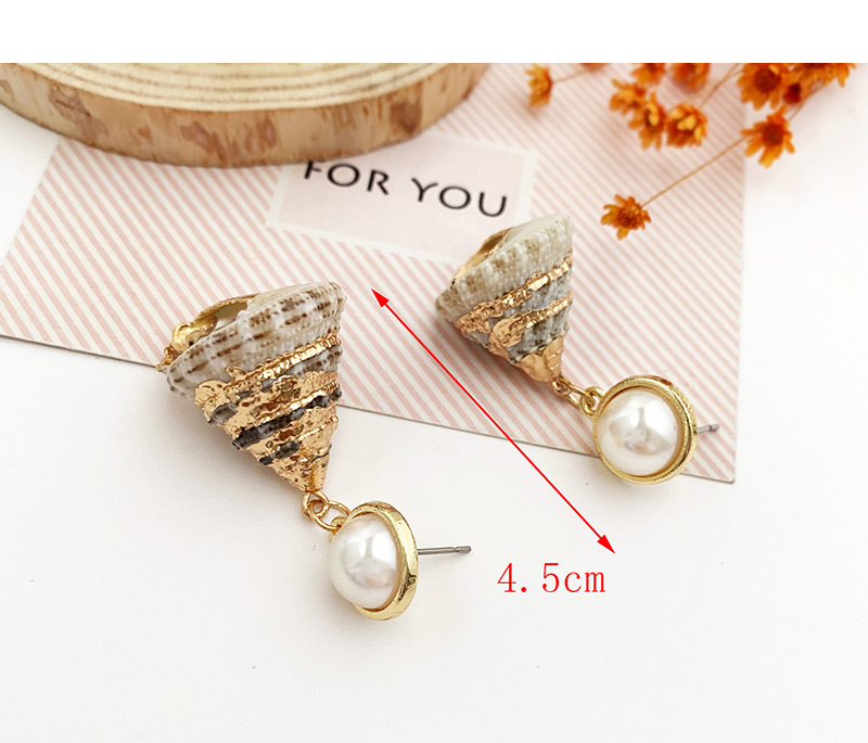 Fashion Gold Alloy Conch Pearl Stud Earrings,Drop Earrings