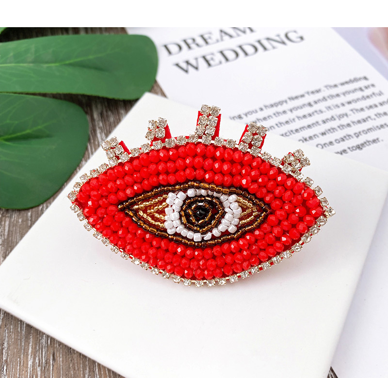 Fashion Red Felt Cloth Resin Beads And Diamond Eye Studs Hair Clip,Hairpins