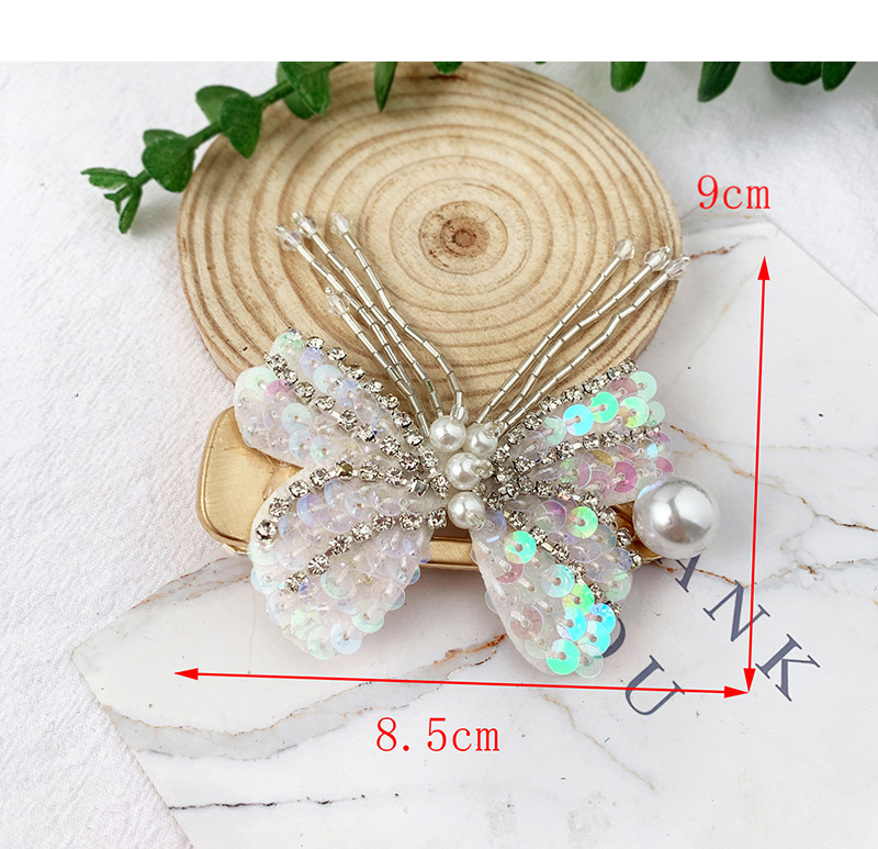 Fashion Color Pearl-studded Sequined Butterfly Stud Hair Clip,Hairpins