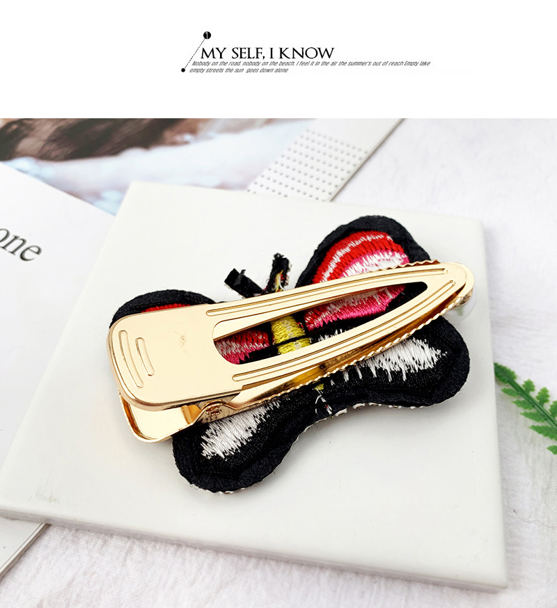 Fashion Color Pearl-studded Embroidery Butterfly Stud Hair Clip,Hairpins