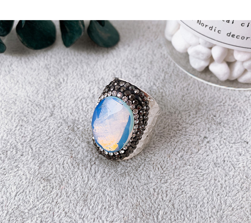 Fashion Blue Alloy Diamond Natural Stone Ring,Fashion Rings