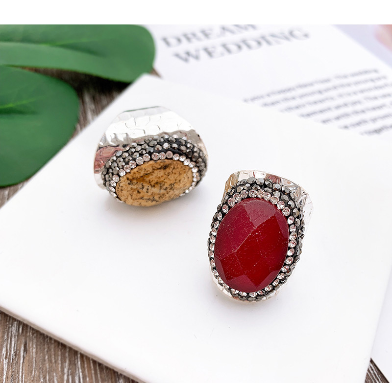 Fashion Red Alloy Diamond Natural Stone Ring,Fashion Rings
