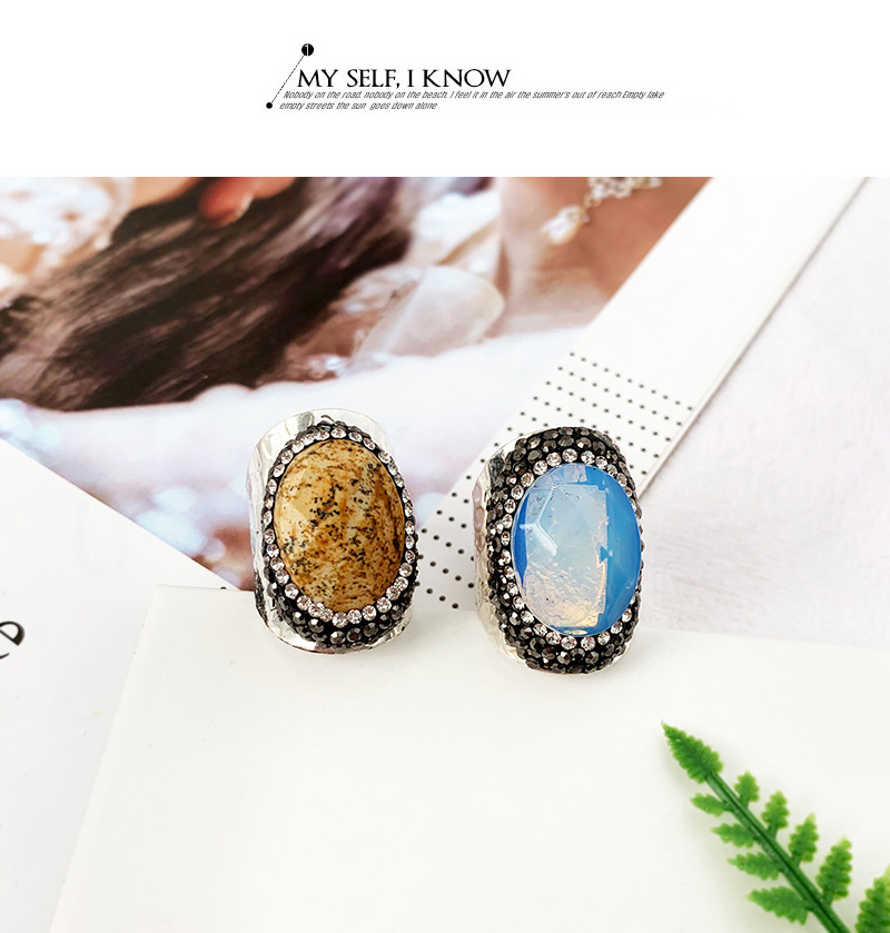 Fashion Black Alloy Diamond Natural Stone Ring,Fashion Rings