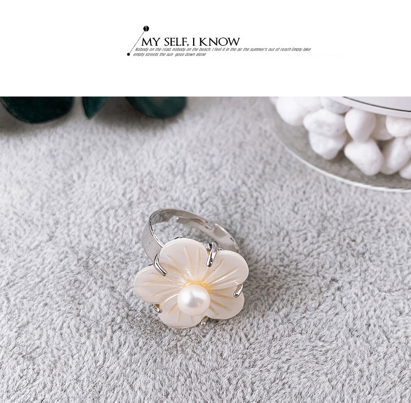 Fashion Silver Alloy Shell Flower Ring,Fashion Rings