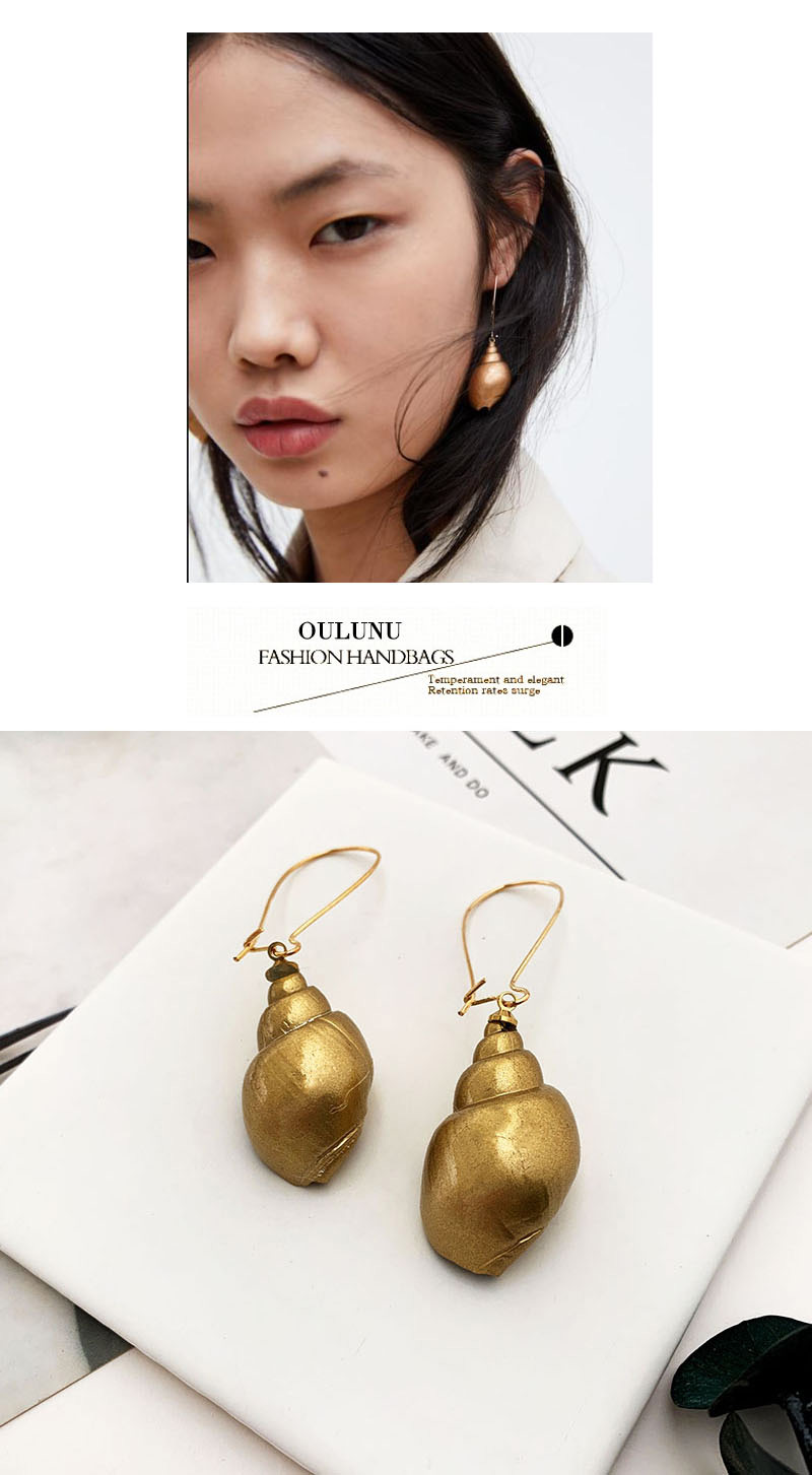 Fashion Yellow Alloy Resin Conch Earrings,Drop Earrings