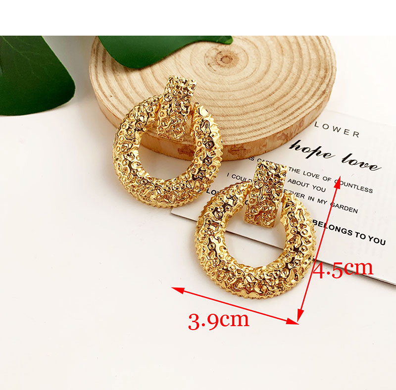 Fashion Gold Alloy Matte Round Earrings,Drop Earrings