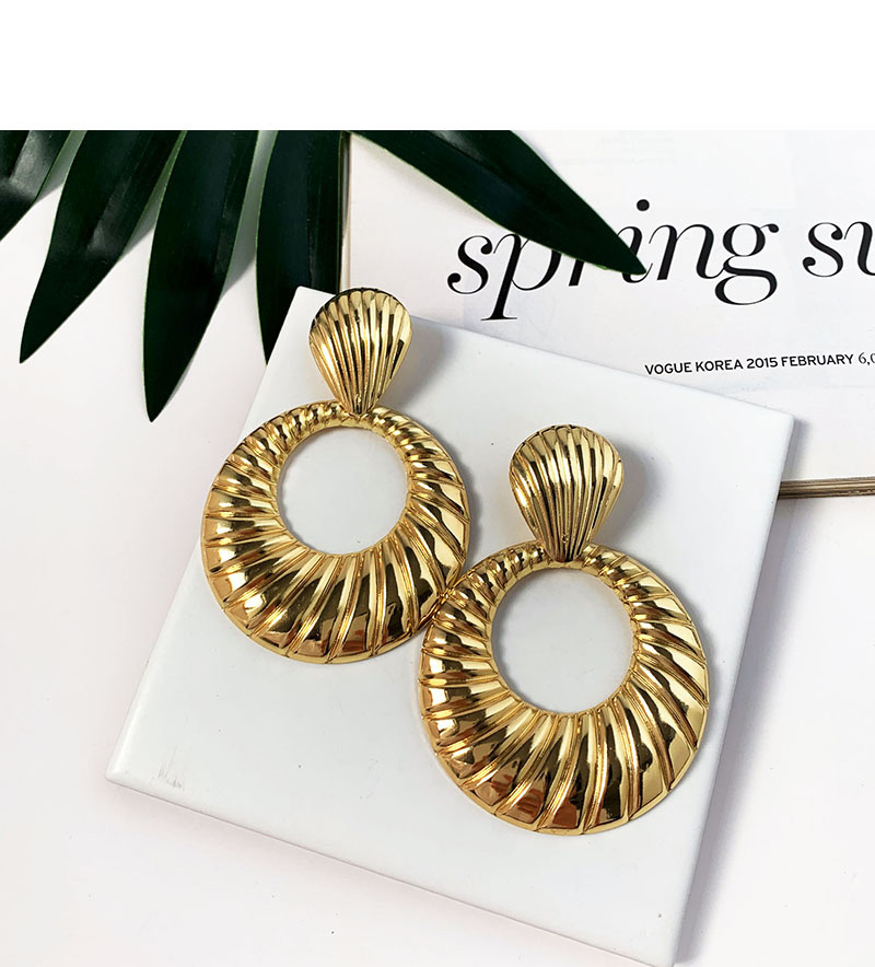 Fashion Gold Alloy Shell Pattern Round Earrings,Drop Earrings